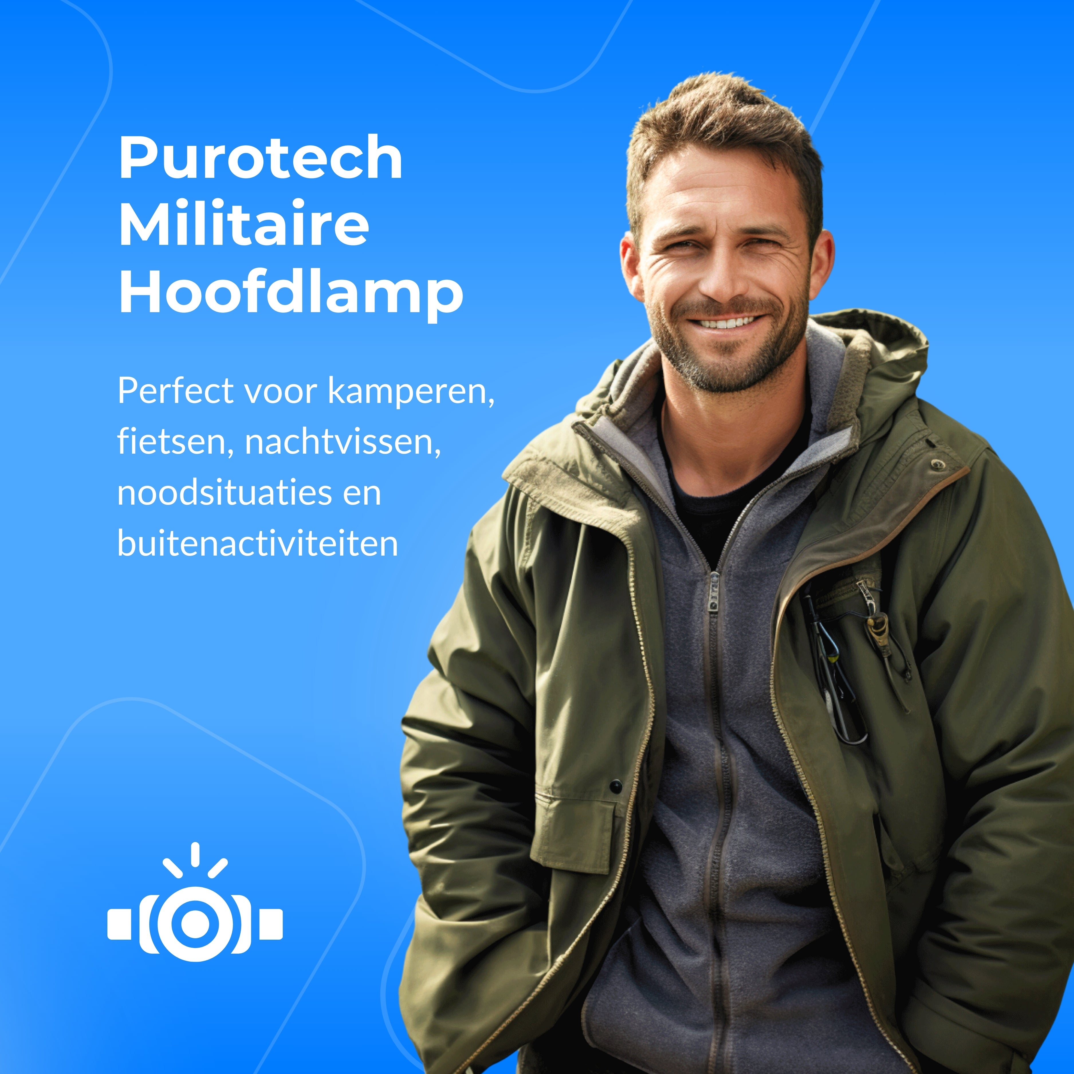 PuroTech Militaire Hoofdlamp - Hoofdlamp LED oplaadbaar - Extra Krachtig - Hoofdlampje - 8 LED-koplampen - 18000 lumen - 600 meter bereik - Verstelbaar - Militaire zaklamp