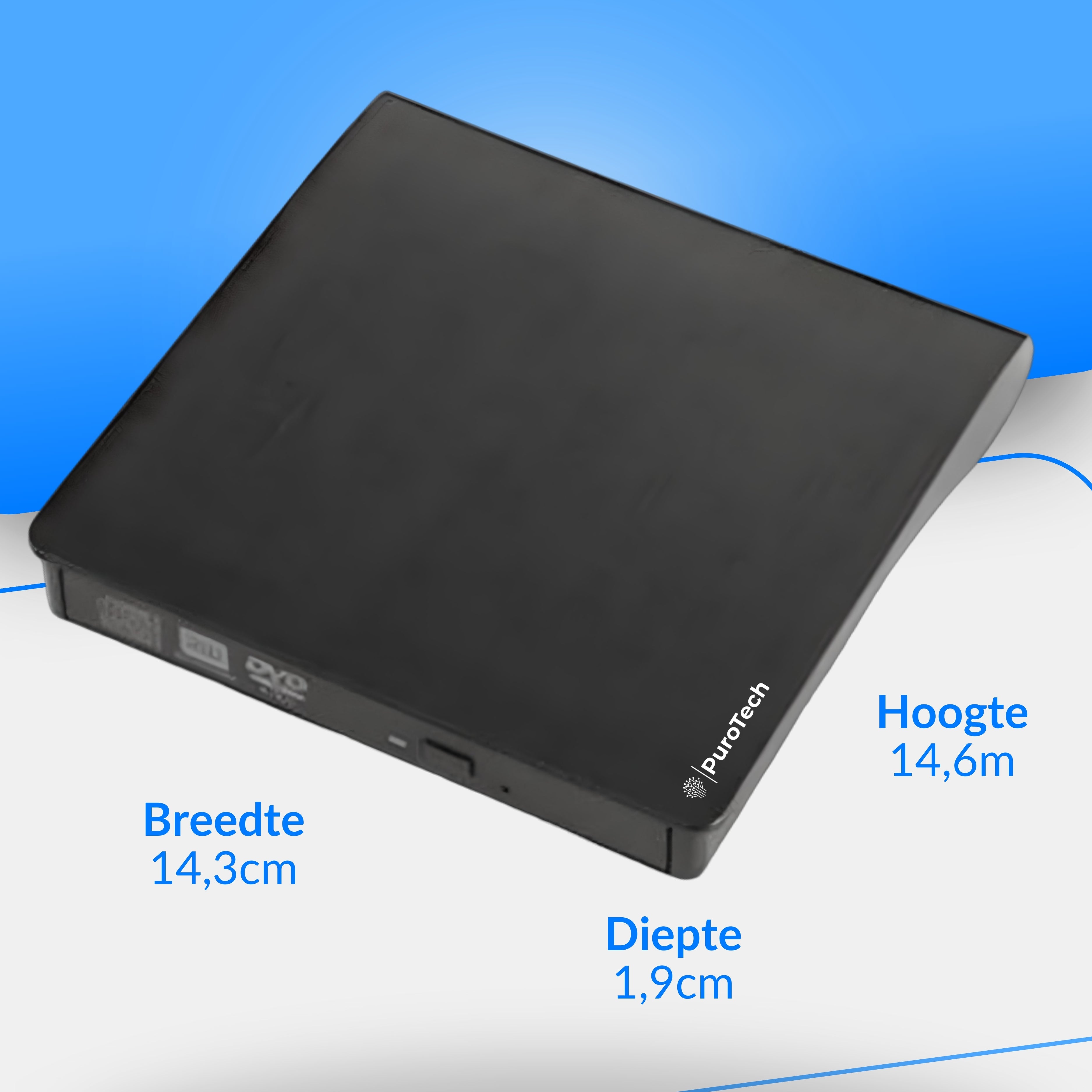 PuroTech - Externe DVD/CD Speler voor Laptop & PC - Brander - Optical Drive - Optische Drive - USB 3.0 Aansluiting - Plug & Play - Windows, MacOS & Linux