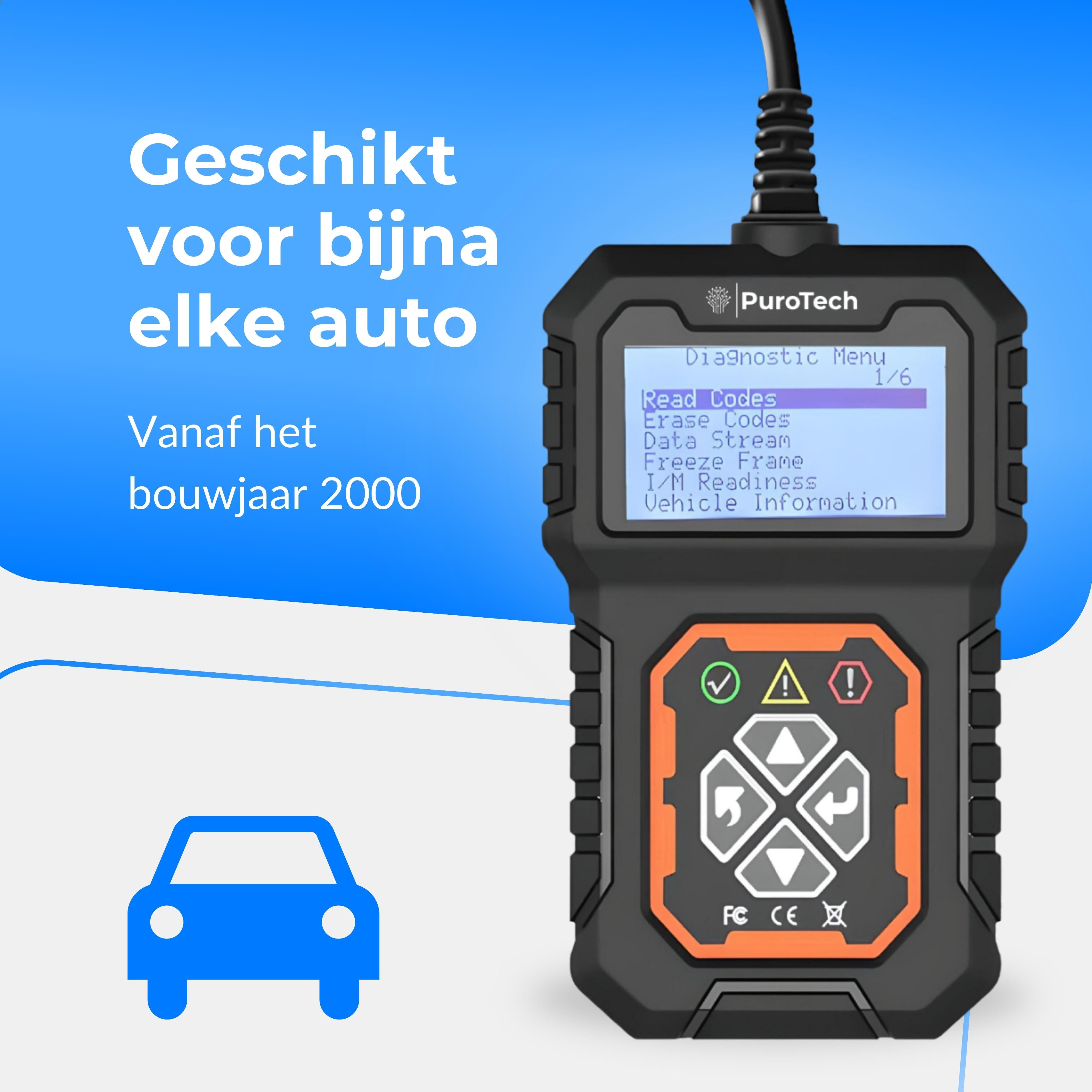 PuroTech OBD2 Scanner - OBD - Diagnosecomputer - Storing Verwijderen - Uitleesapparatuur – Auto Accessoires - Auto Uitlezen - Diagnose apparatuur voor auto's - Motorstoring - Nederlandse Handleiding