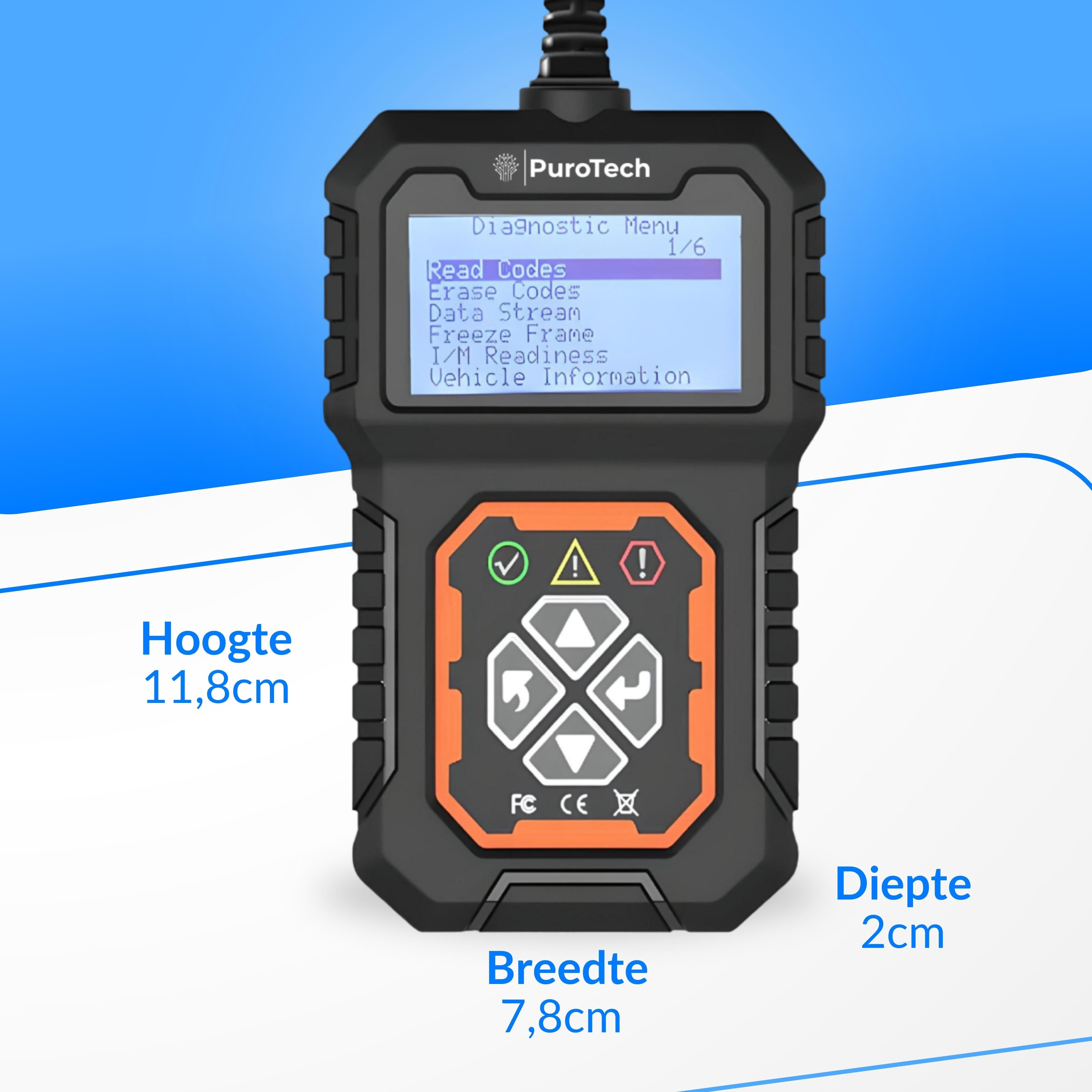 PuroTech OBD2 Scanner - OBD - Diagnosecomputer - Storing Verwijderen - Uitleesapparatuur – Auto Accessoires - Auto Uitlezen - Diagnose apparatuur voor auto's - Motorstoring - Nederlandse Handleiding
