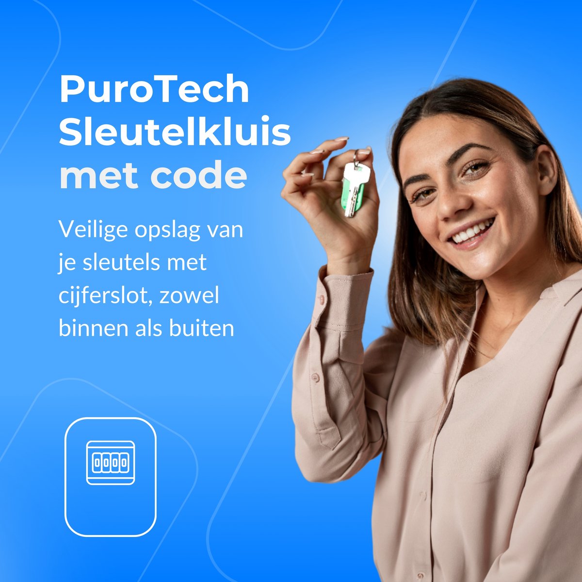 PuroTech Sleutelkluis Met Code - Voor Binnen & Buiten - Cijferslot - Sleutel Kastje - Thuiszorg - Incl. Montageset - Waterdicht en Roestvrij - Sleutelkast
