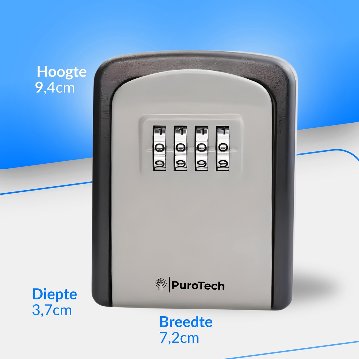 PuroTech Sleutelkluis Met Code - Voor Binnen & Buiten - Cijferslot - Sleutel Kastje - Thuiszorg - Incl. Montageset - Waterdicht en Roestvrij - Sleutelkast
