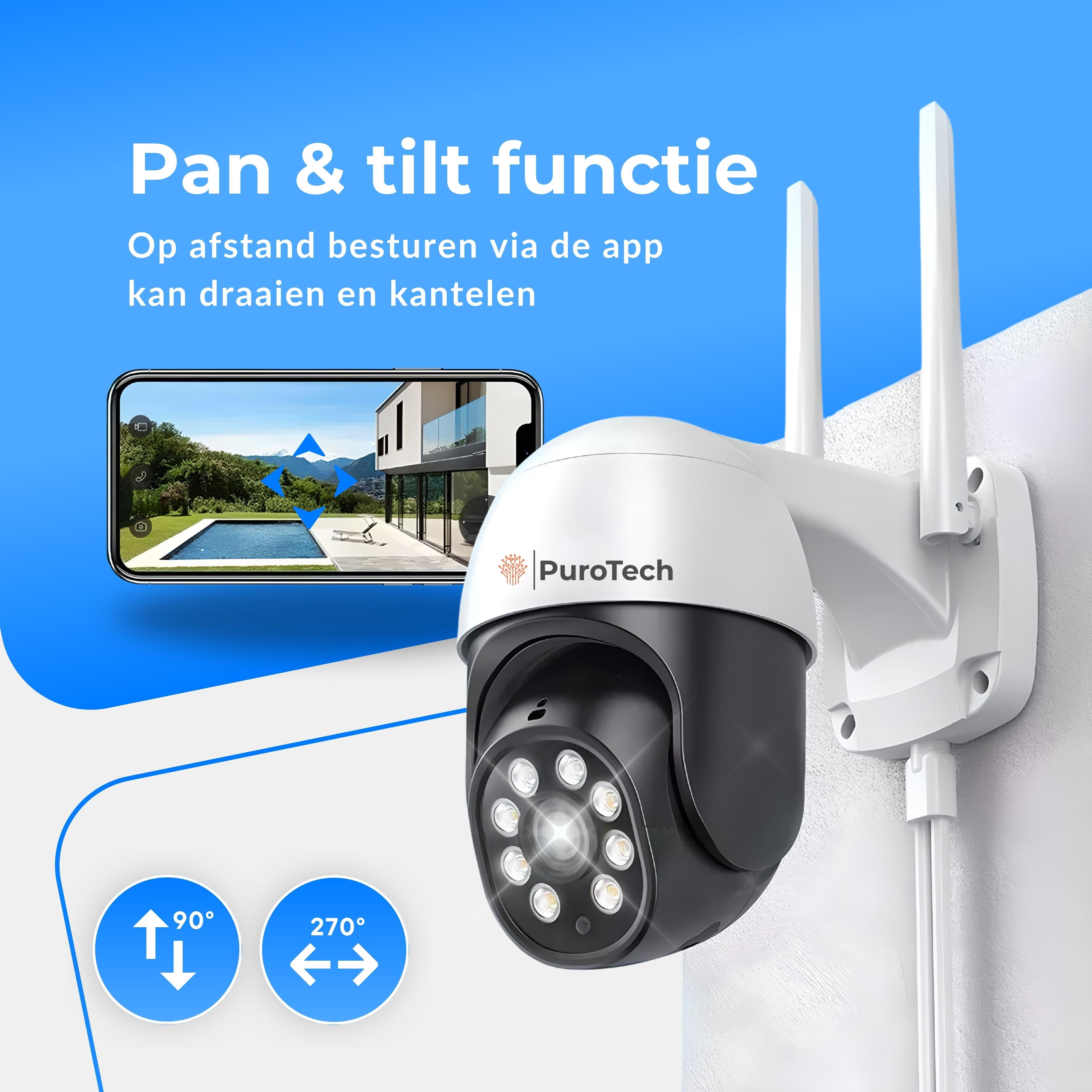 PuroTech Beveiligingscamera Pro - Nachtzicht - WiFi en App - 5MP