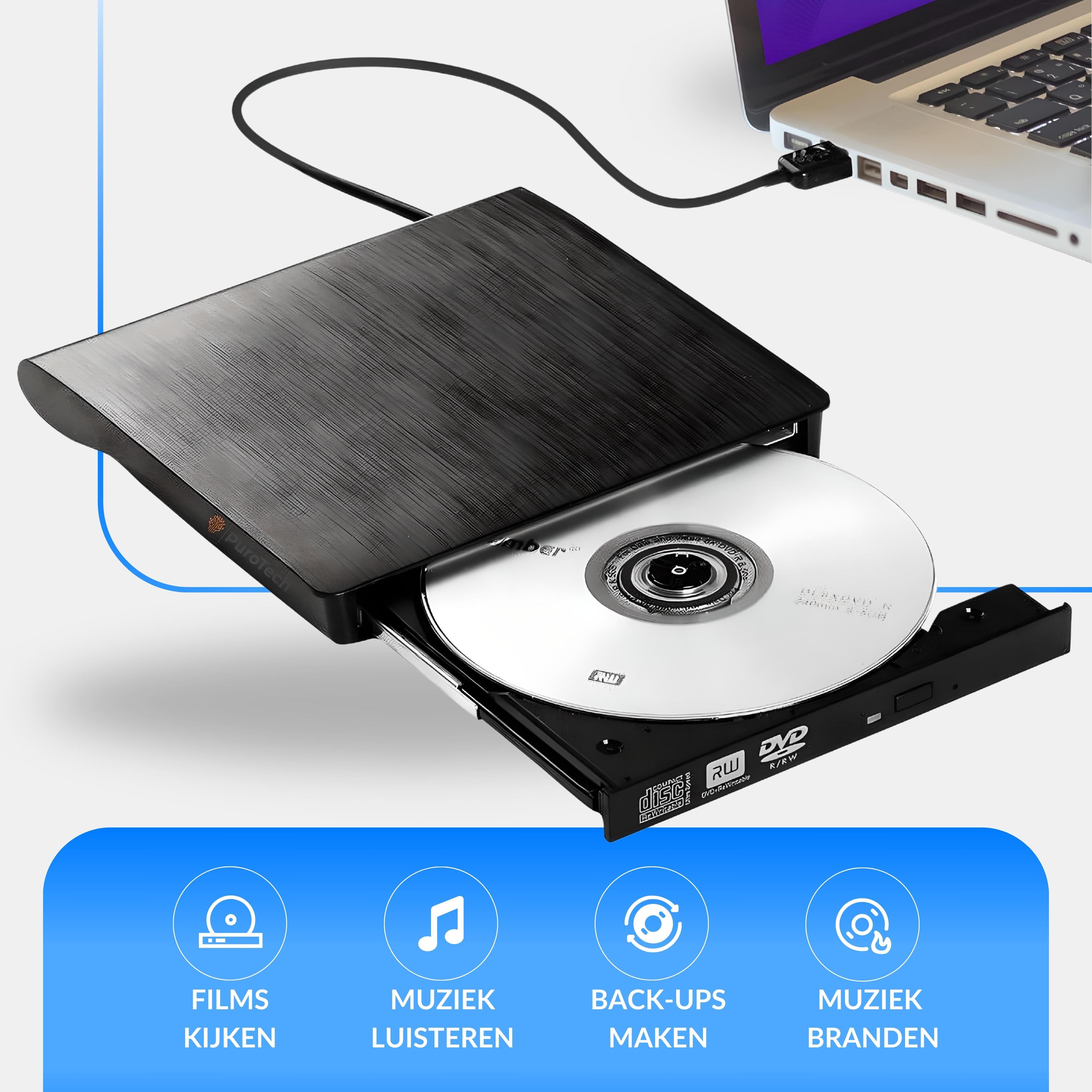 PuroTech® Externe DVD/CD Speler - USB 3.0 Aansluiting