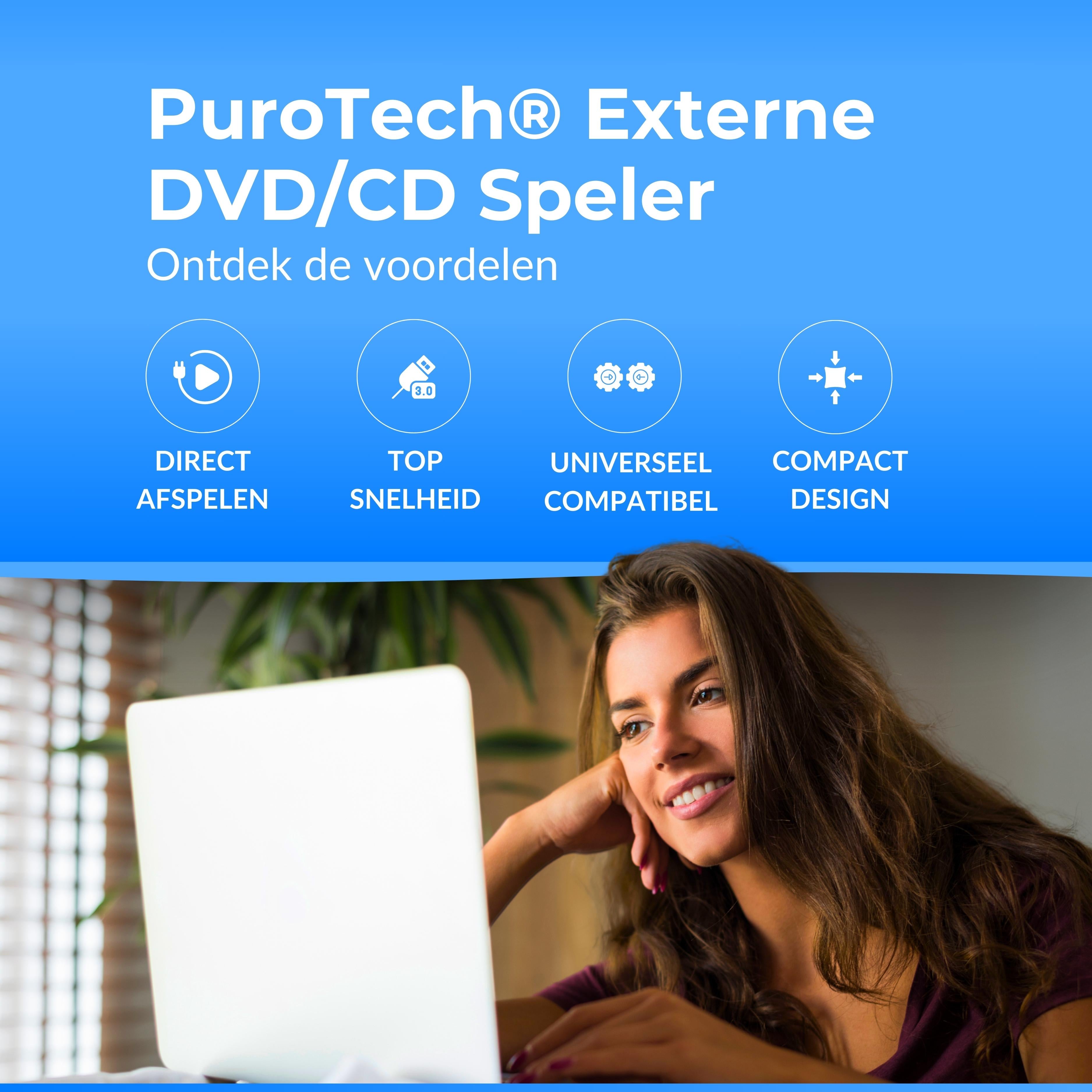 PuroTech® Externe DVD/CD Speler - USB 3.0 Aansluiting