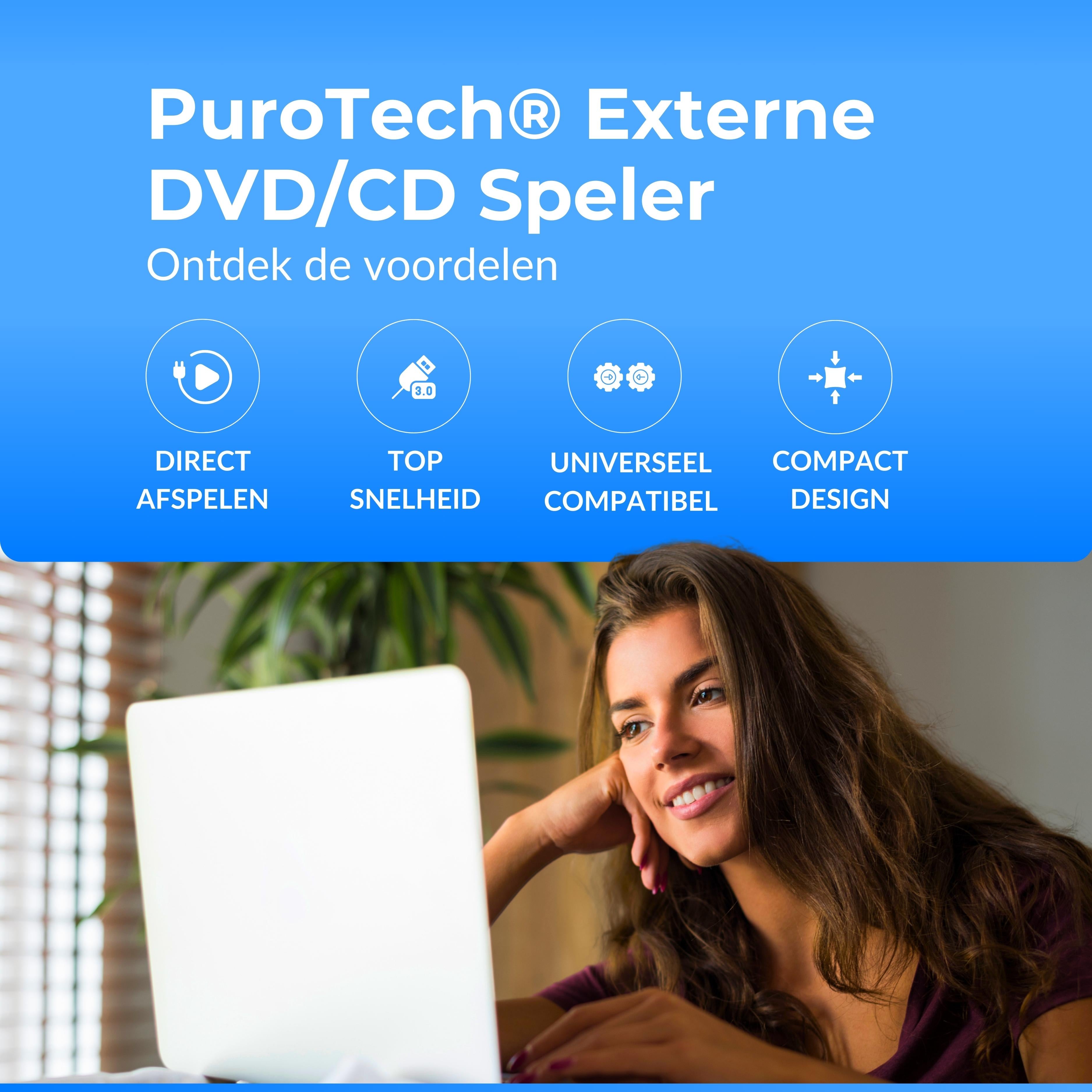 PuroTech ® Externe DVD/CD Speler - USB 3.0 & USB C
