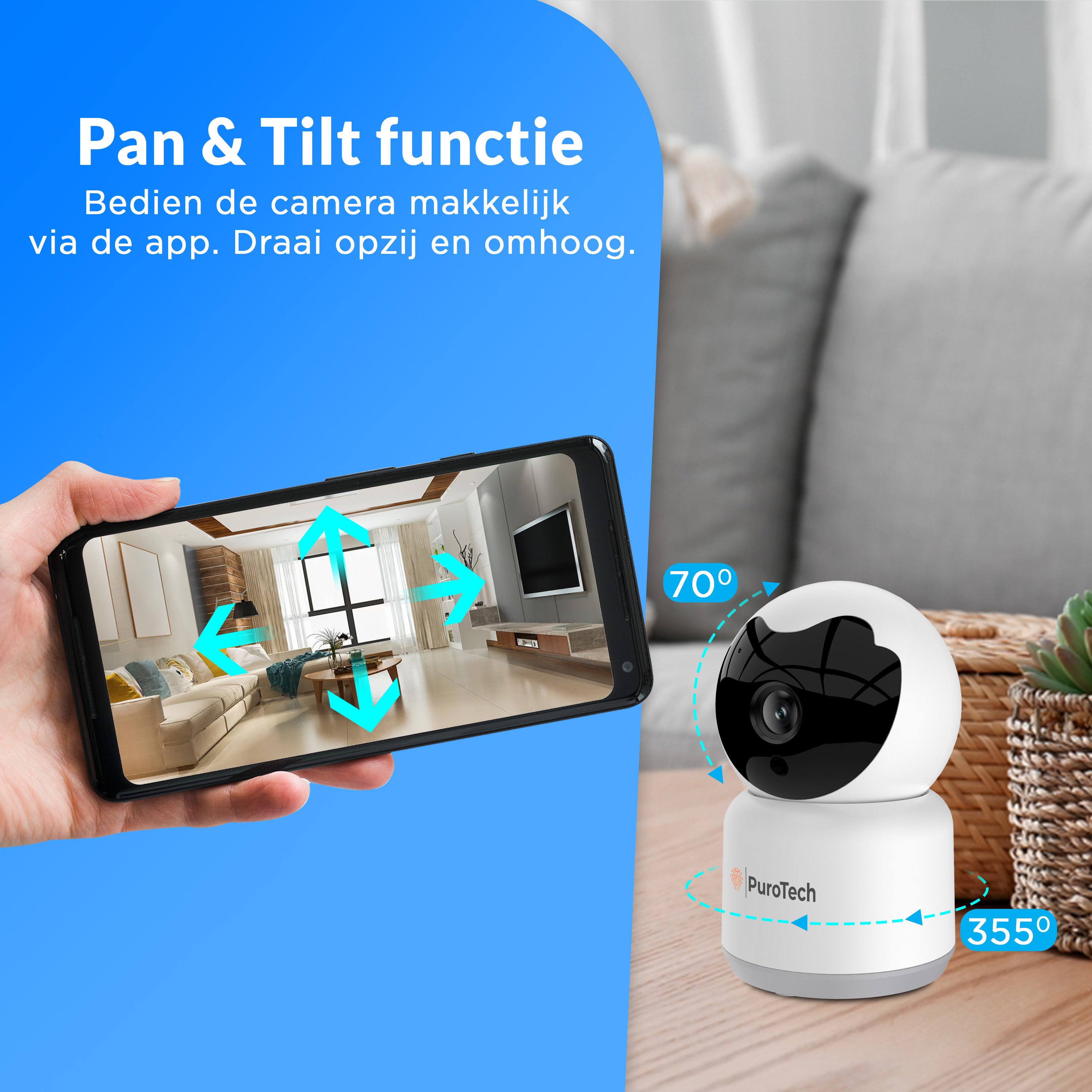 PuroTech Indoor Beveiligingscamera Pro - WiFi en App - 4K