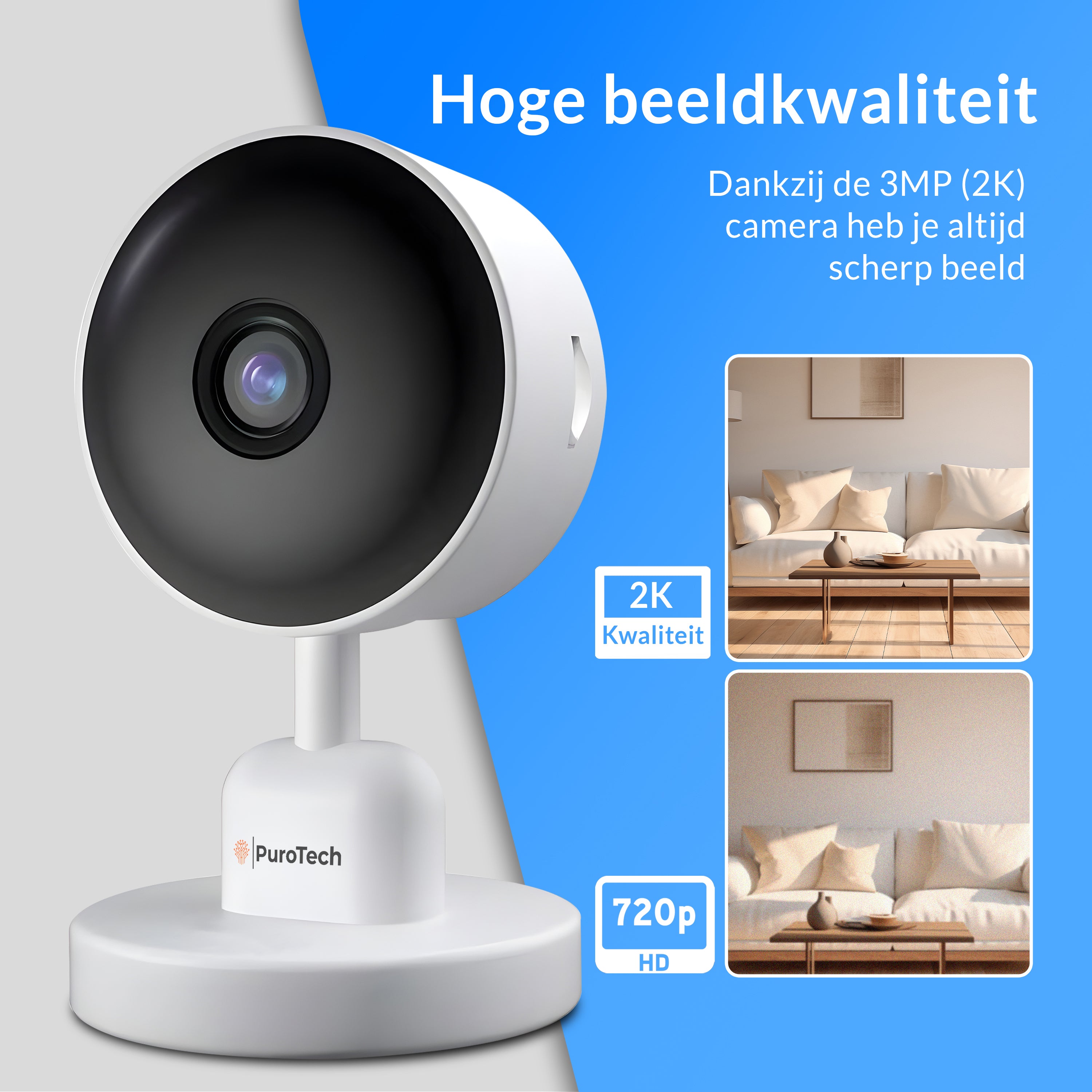 PuroTech Indoor Beveiligingscamera Core -  WiFi en App - 2K Ultra HD